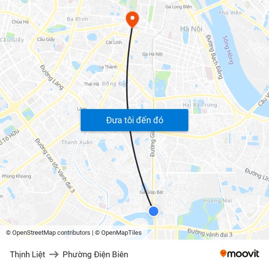 Thịnh Liệt to Phường Điện Biên map