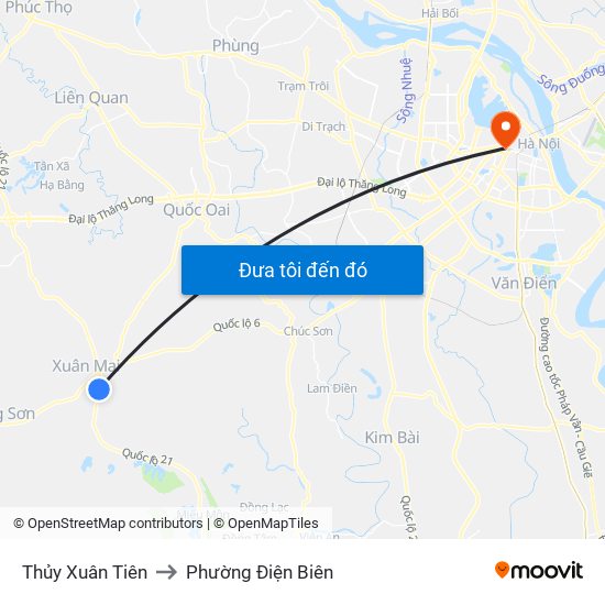 Thủy Xuân Tiên to Phường Điện Biên map