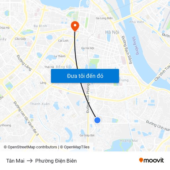 Tân Mai to Phường Điện Biên map