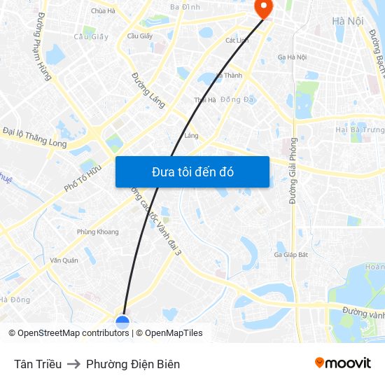 Tân Triều to Phường Điện Biên map