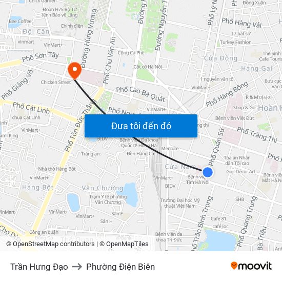 Trần Hưng Đạo to Phường Điện Biên map