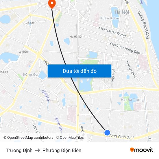 Trương Định to Phường Điện Biên map