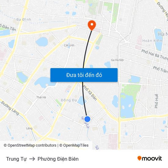 Trung Tự to Phường Điện Biên map