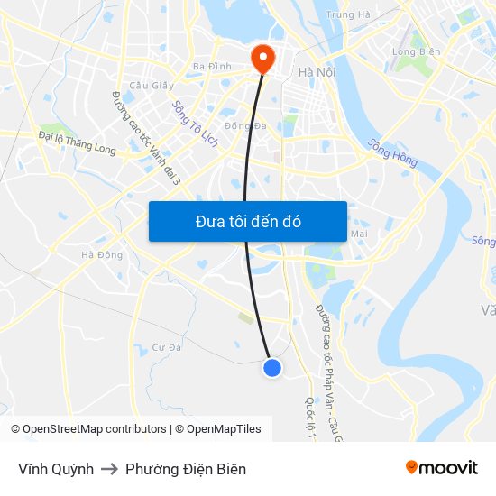 Vĩnh Quỳnh to Phường Điện Biên map
