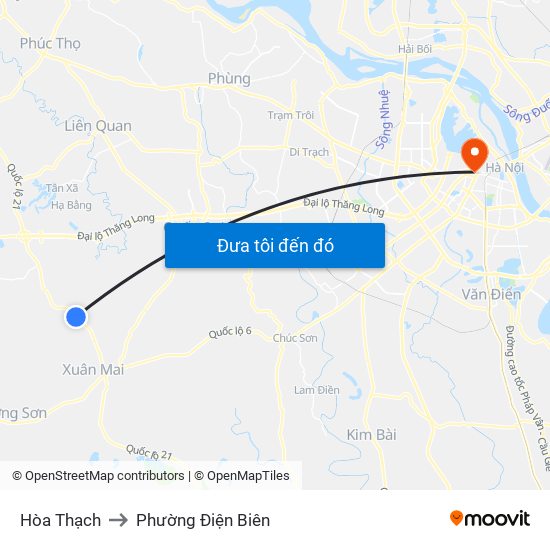 Hòa Thạch to Phường Điện Biên map
