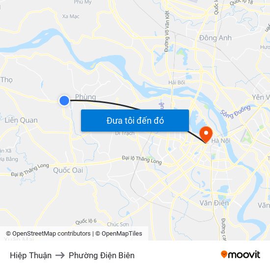 Hiệp Thuận to Phường Điện Biên map