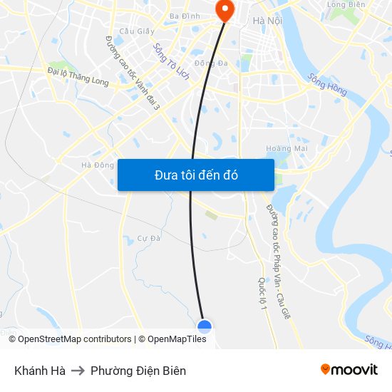 Khánh Hà to Phường Điện Biên map
