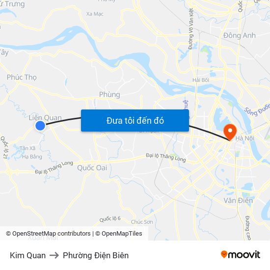 Kim Quan to Phường Điện Biên map