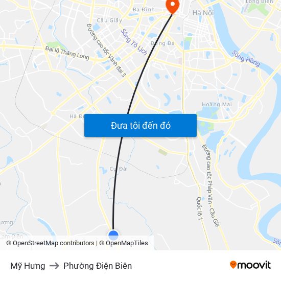Mỹ Hưng to Phường Điện Biên map