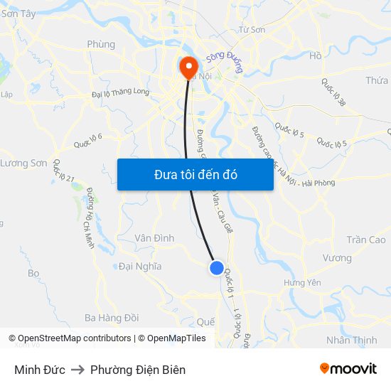 Minh Đức to Phường Điện Biên map