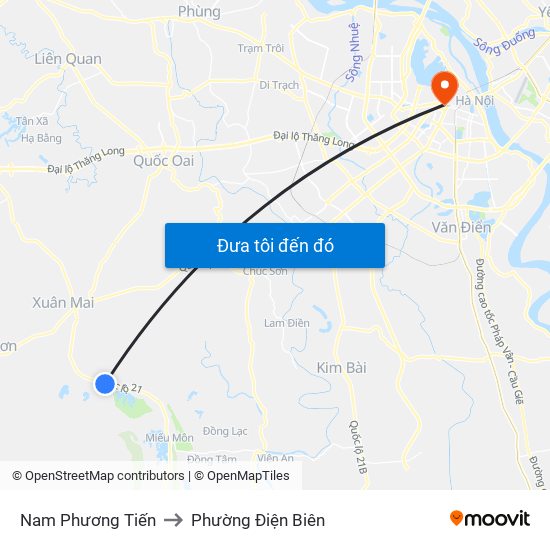 Nam Phương Tiến to Phường Điện Biên map
