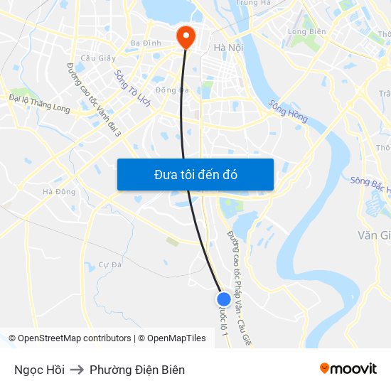 Ngọc Hồi to Phường Điện Biên map