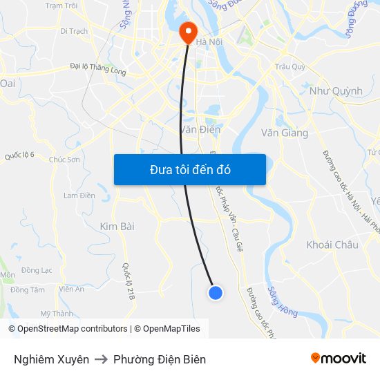 Nghiêm Xuyên to Phường Điện Biên map