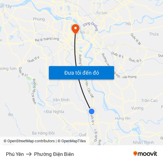 Phú Yên to Phường Điện Biên map
