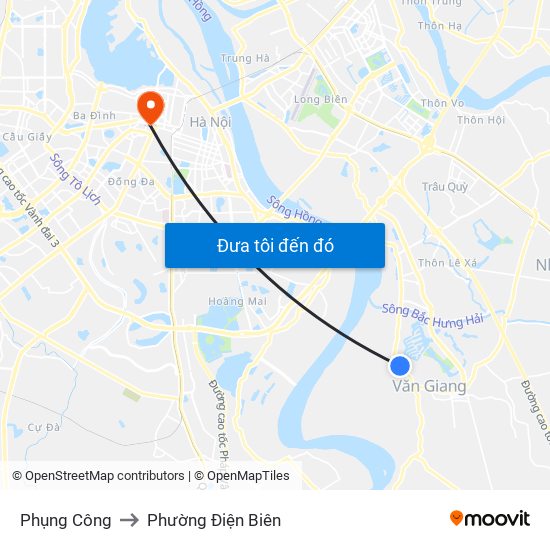Phụng Công to Phường Điện Biên map
