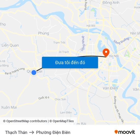 Thạch Thán to Phường Điện Biên map