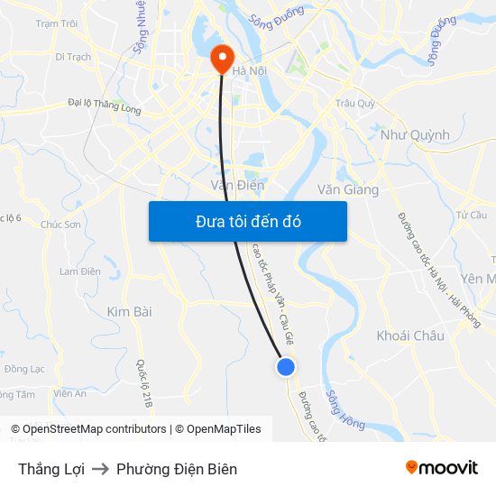 Thắng Lợi to Phường Điện Biên map
