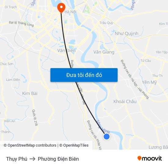 Thụy Phú to Phường Điện Biên map