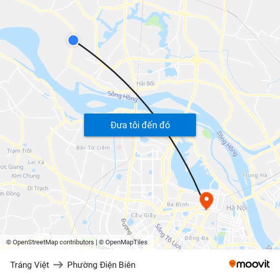 Tráng Việt to Phường Điện Biên map