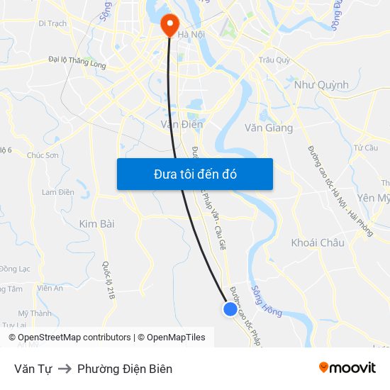 Văn Tự to Phường Điện Biên map