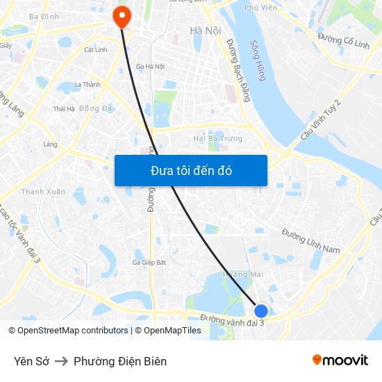 Yên Sở to Phường Điện Biên map