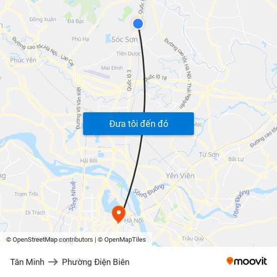 Tân Minh to Phường Điện Biên map
