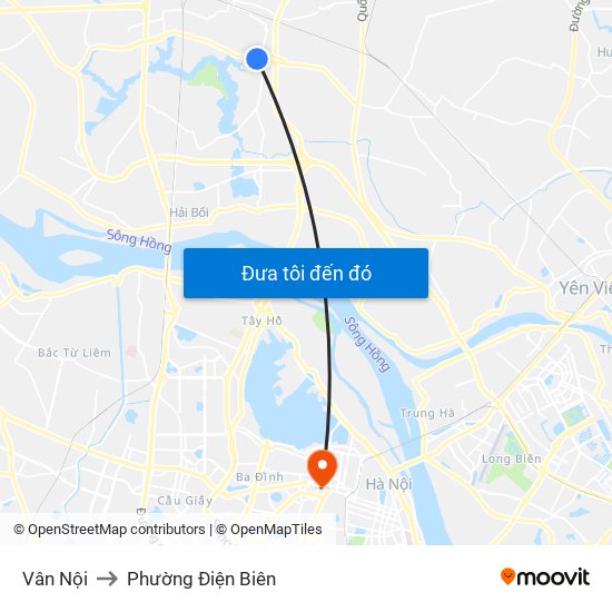 Vân Nội to Phường Điện Biên map