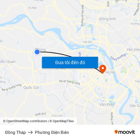 Đồng Tháp to Phường Điện Biên map