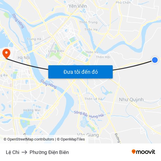 Lệ Chi to Phường Điện Biên map