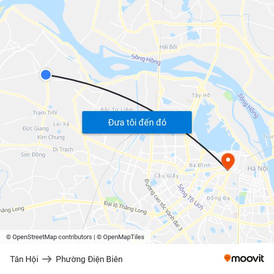 Tân Hội to Phường Điện Biên map