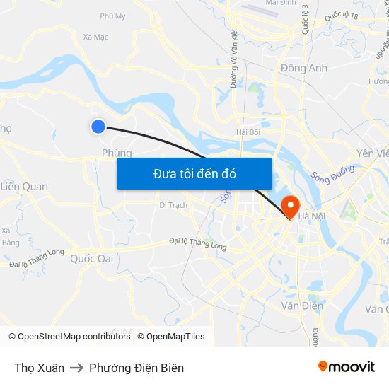 Thọ Xuân to Phường Điện Biên map