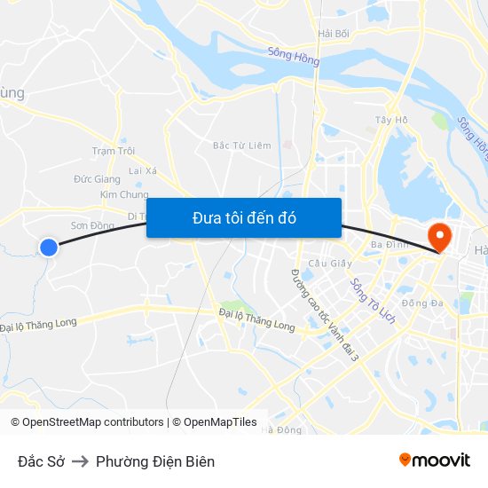 Đắc Sở to Phường Điện Biên map