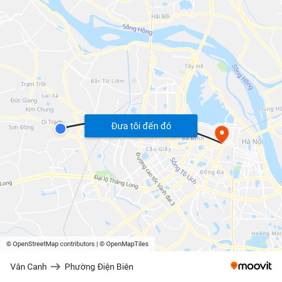 Vân Canh to Phường Điện Biên map