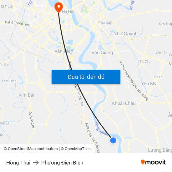 Hồng Thái to Phường Điện Biên map