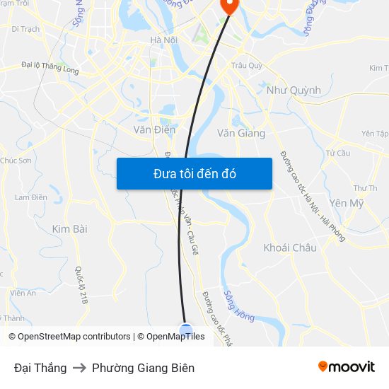 Đại Thắng to Phường Giang Biên map