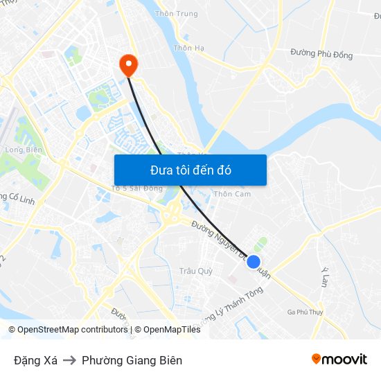 Đặng Xá to Phường Giang Biên map