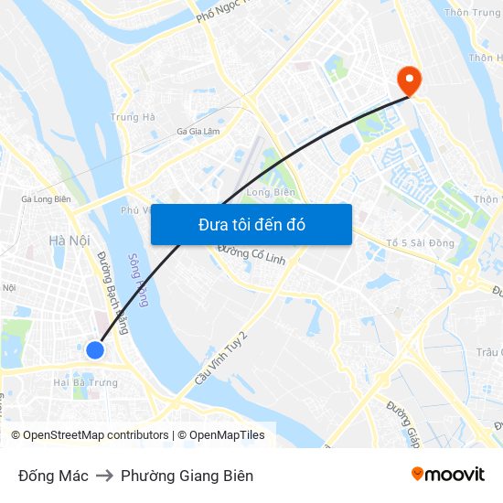 Đống Mác to Phường Giang Biên map