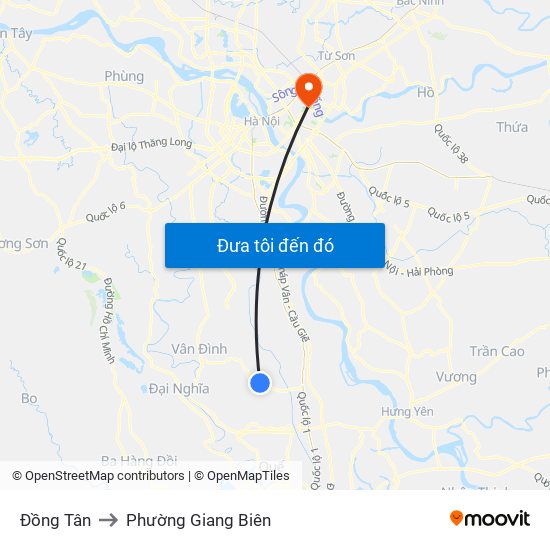 Đồng Tân to Phường Giang Biên map