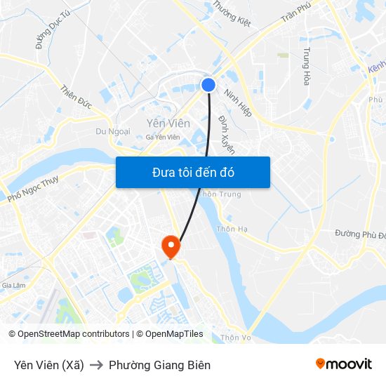 Yên Viên (Xã) to Phường Giang Biên map