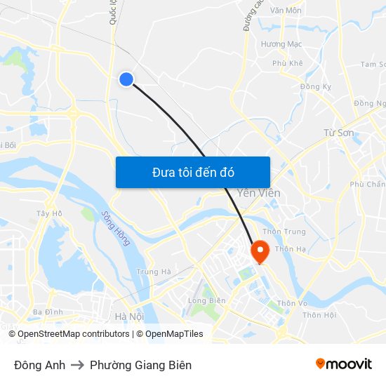 Đông Anh to Phường Giang Biên map