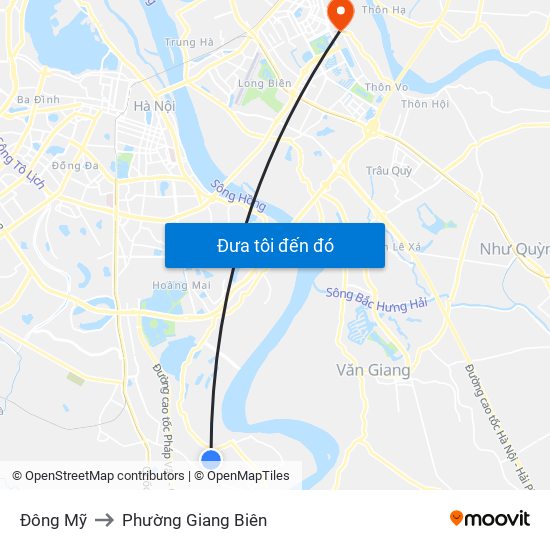 Đông Mỹ to Phường Giang Biên map