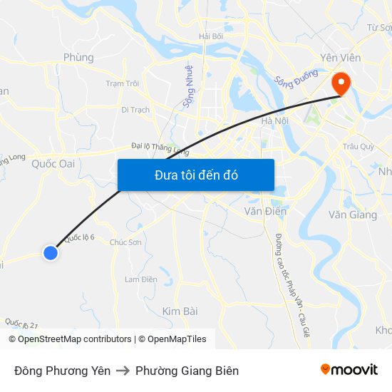 Đông Phương Yên to Phường Giang Biên map