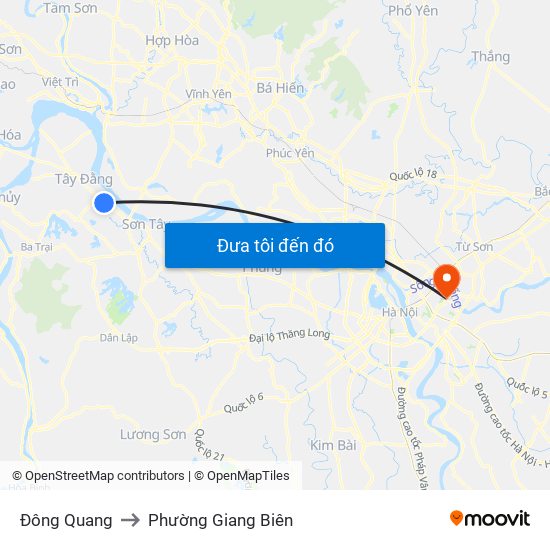 Đông Quang to Phường Giang Biên map