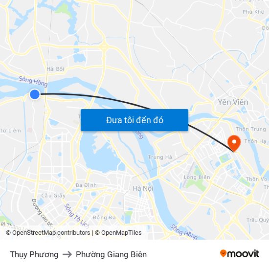 Thụy Phương to Phường Giang Biên map