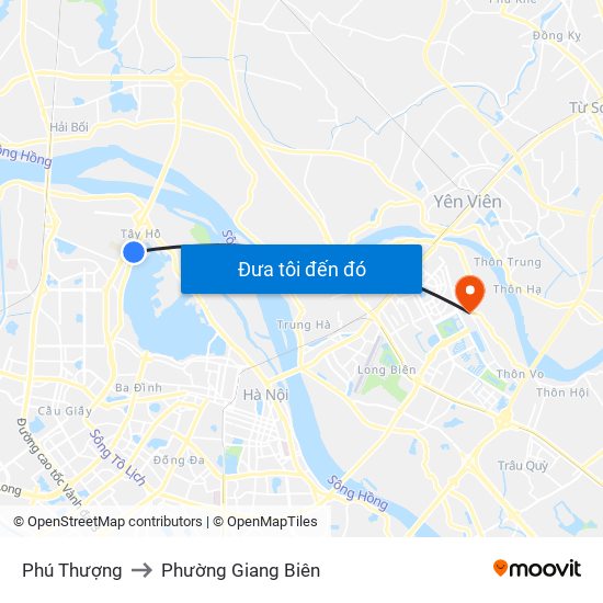 Phú Thượng to Phường Giang Biên map