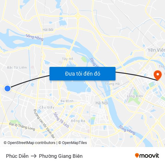 Phúc Diễn to Phường Giang Biên map