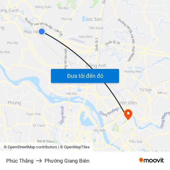 Phúc Thắng to Phường Giang Biên map