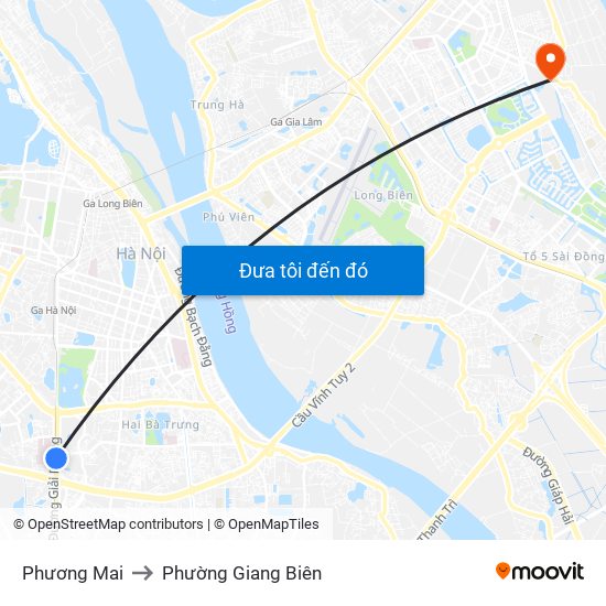 Phương Mai to Phường Giang Biên map