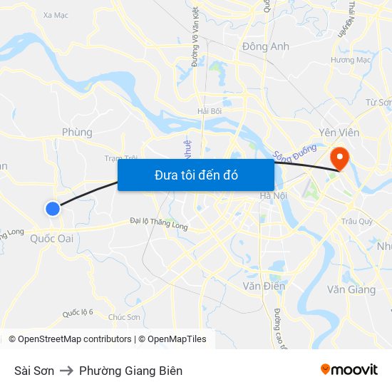 Sài Sơn to Phường Giang Biên map