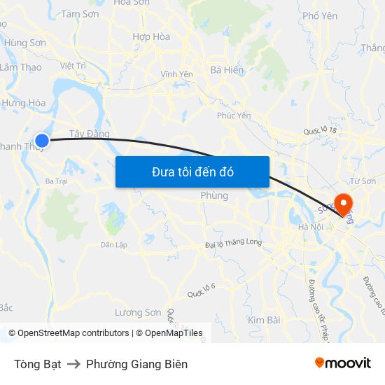 Tòng Bạt to Phường Giang Biên map